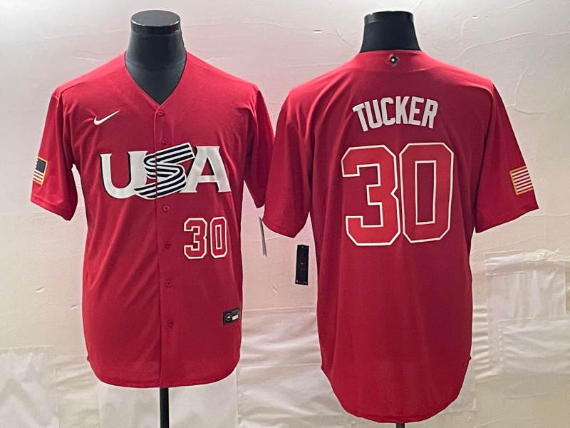 Men's USA Baseball #30 Kyle Tucker 2023 Red World Baseball Classic With Patch Stitched Jersey Men's USA Baseball #30 Kyle Tucker 2023 Red World Baseball Classic With Patch Stitched Jersey